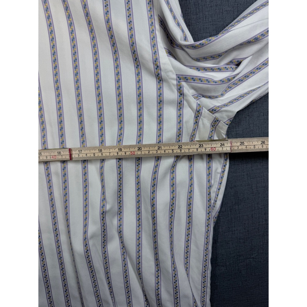 Robert Graham Mens XL Cotton Silk Striped Button Down Shirt White Purple Yellow - Picture 10 of 12